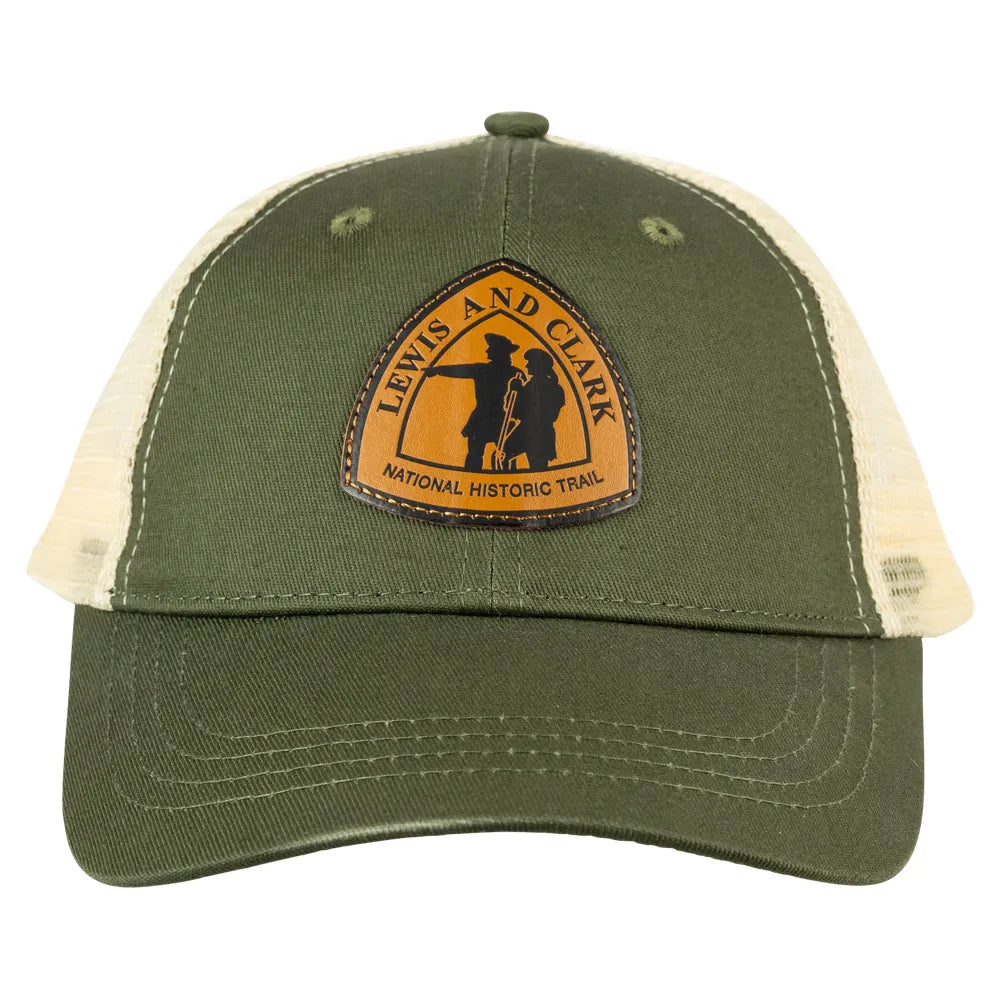 Lewis & Clark National Historic Trail Mesh Back Cap - Leather Patch front view
