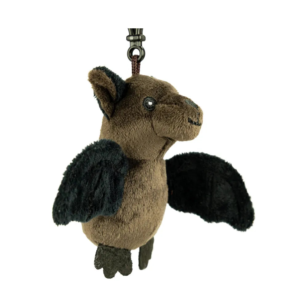 Plush bat toy with black wings on a white background
