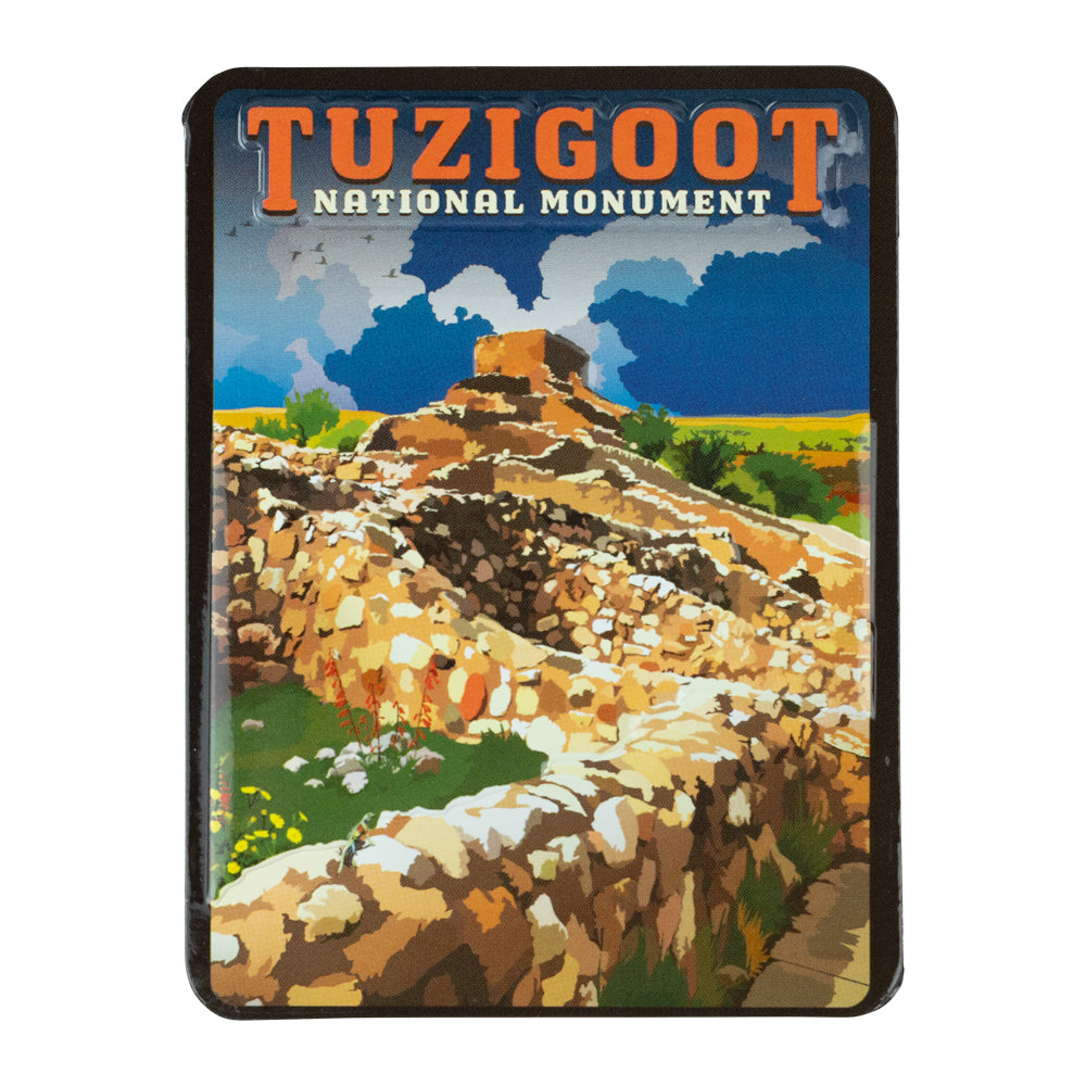 Tuzigoot National Monument Magnet - Retro Ranger on a white background