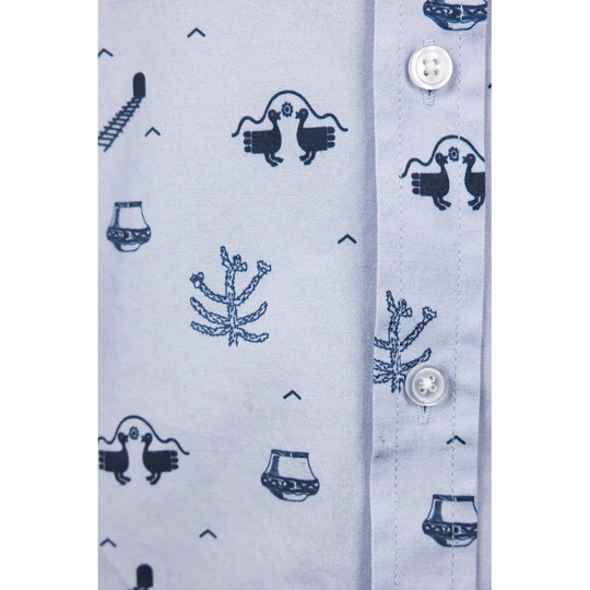 Button and print detail with cactus and petroglyph