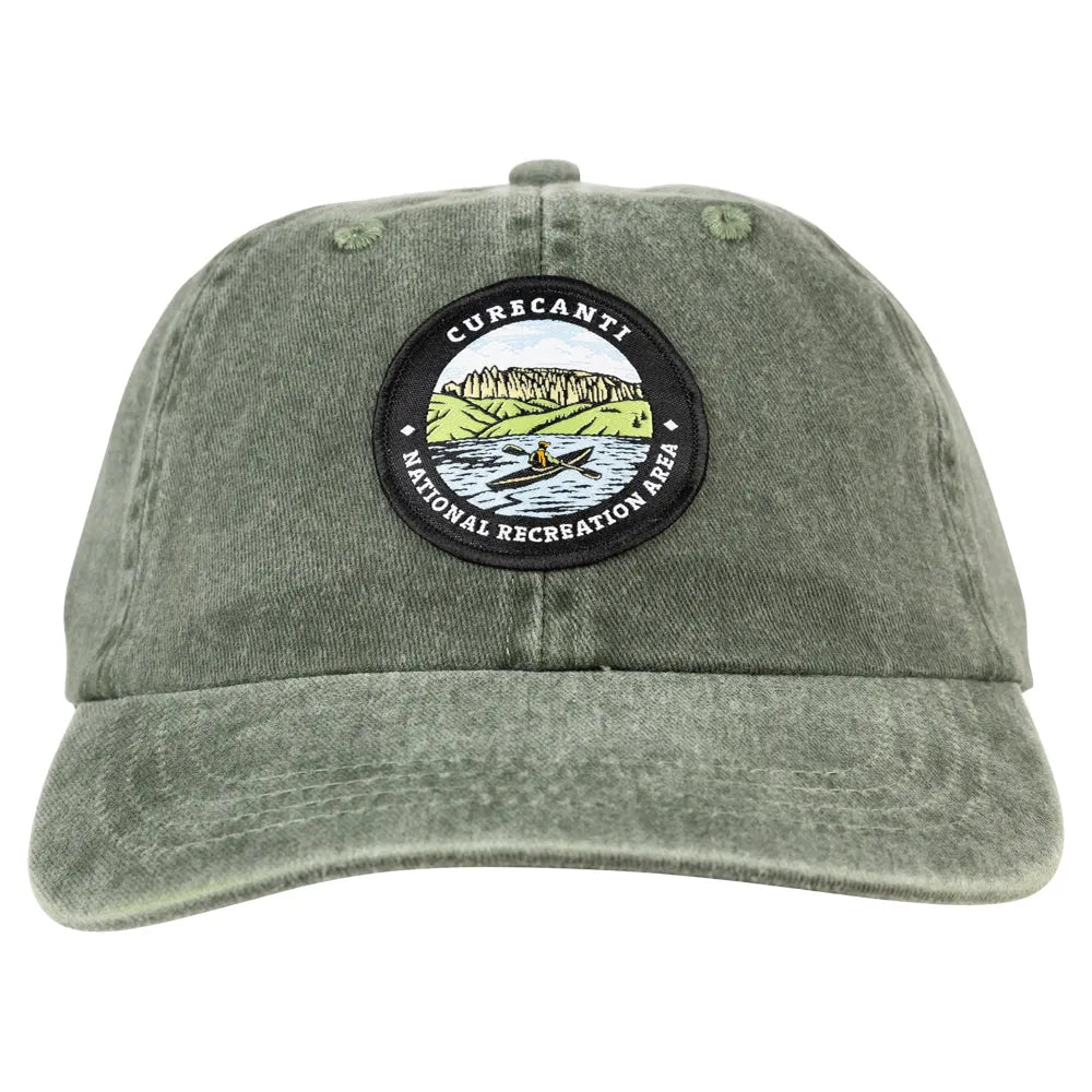 Green cotton cap with Curecanti National Recreation Area logo patch front view