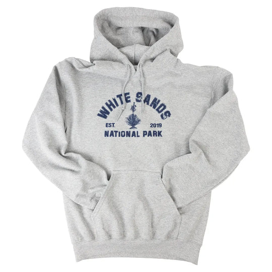 White Sands National Park Hoodie - Collegiate heather gray with arms tucked into kangaroo pocket