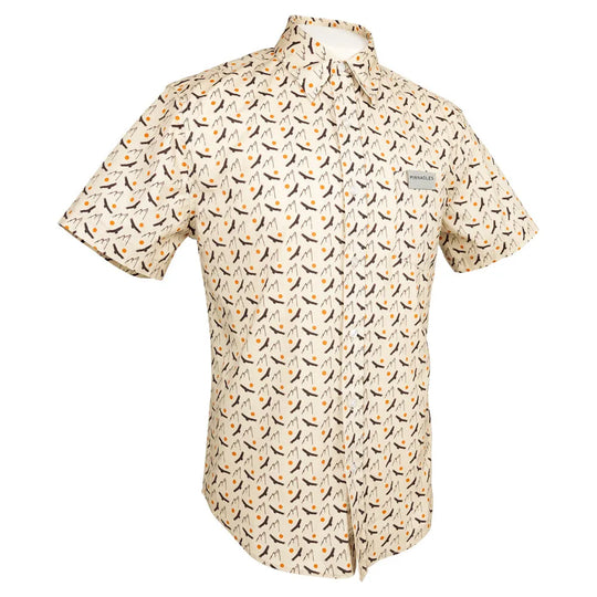 Pinnacles National Park Camp Shirt in light tan quarter turn left