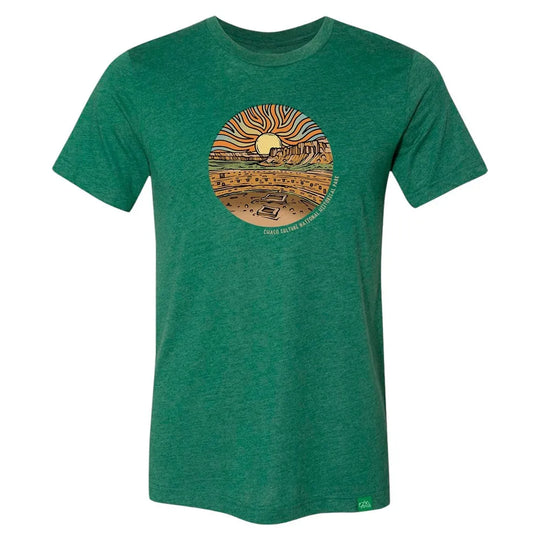 Chaco Culture National Historical Park T-Shirt - Sunset design on a white background