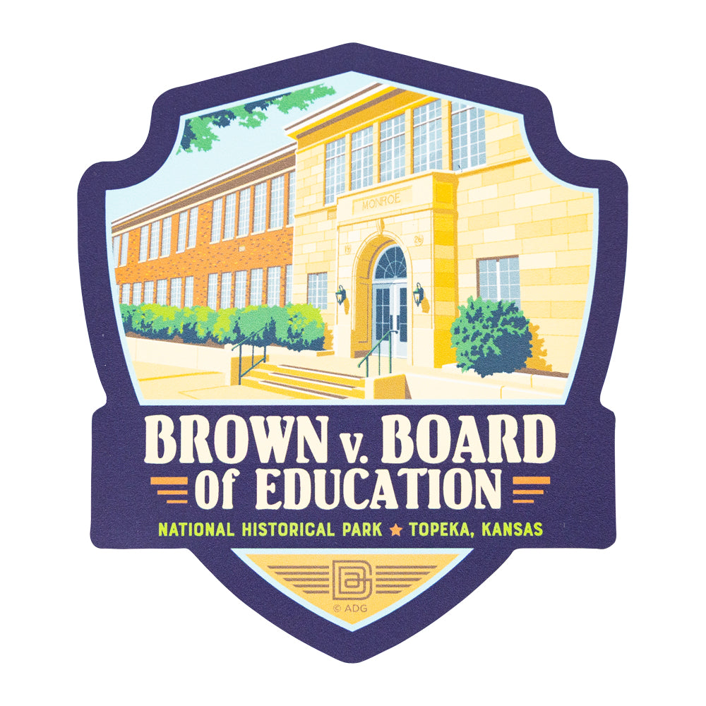Logo of Brown v. Board of Education National Historical Park with a school building illustration.