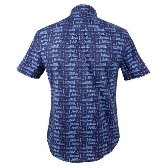 Golden Spike National Historical Park Camp Shirt navy blue back view