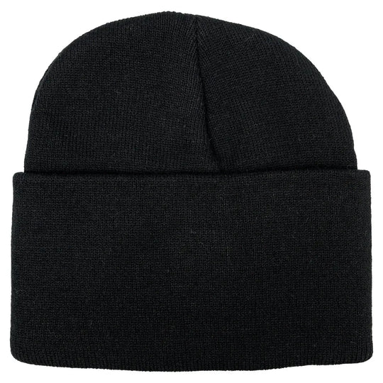 Black knit beanie back view