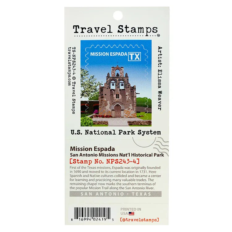 San Antonio Missions National Hist. Park Travel Stamp - Espada