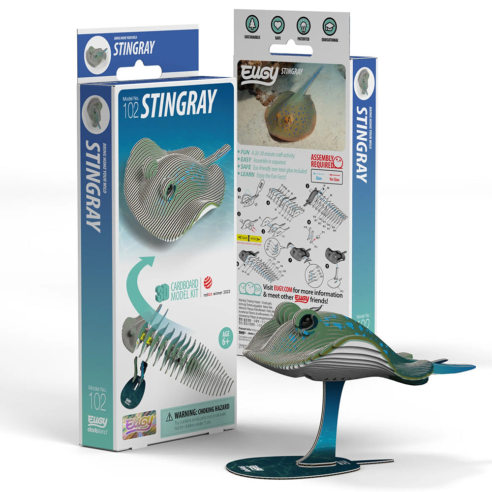 Stingray puzzle kit with packaging on a white background