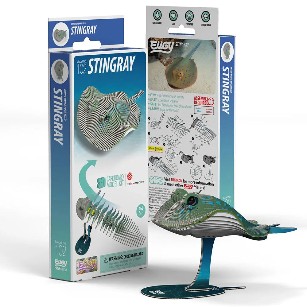 Stingray puzzle kit with packaging on a white background