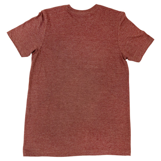 Maroon t-shirt back on a white background