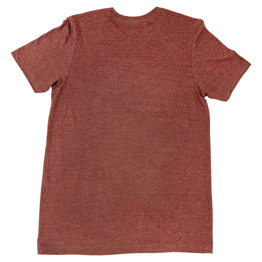 Maroon t-shirt back on a white background