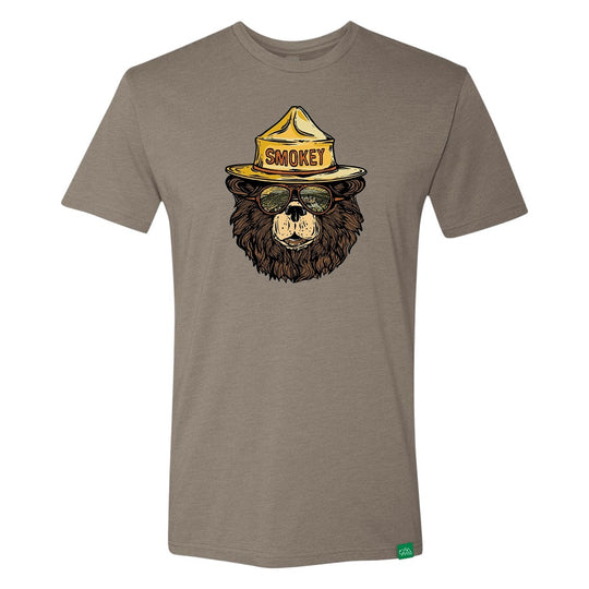 Smokey Bear Groovy Bear T-Shirt front view on a white background