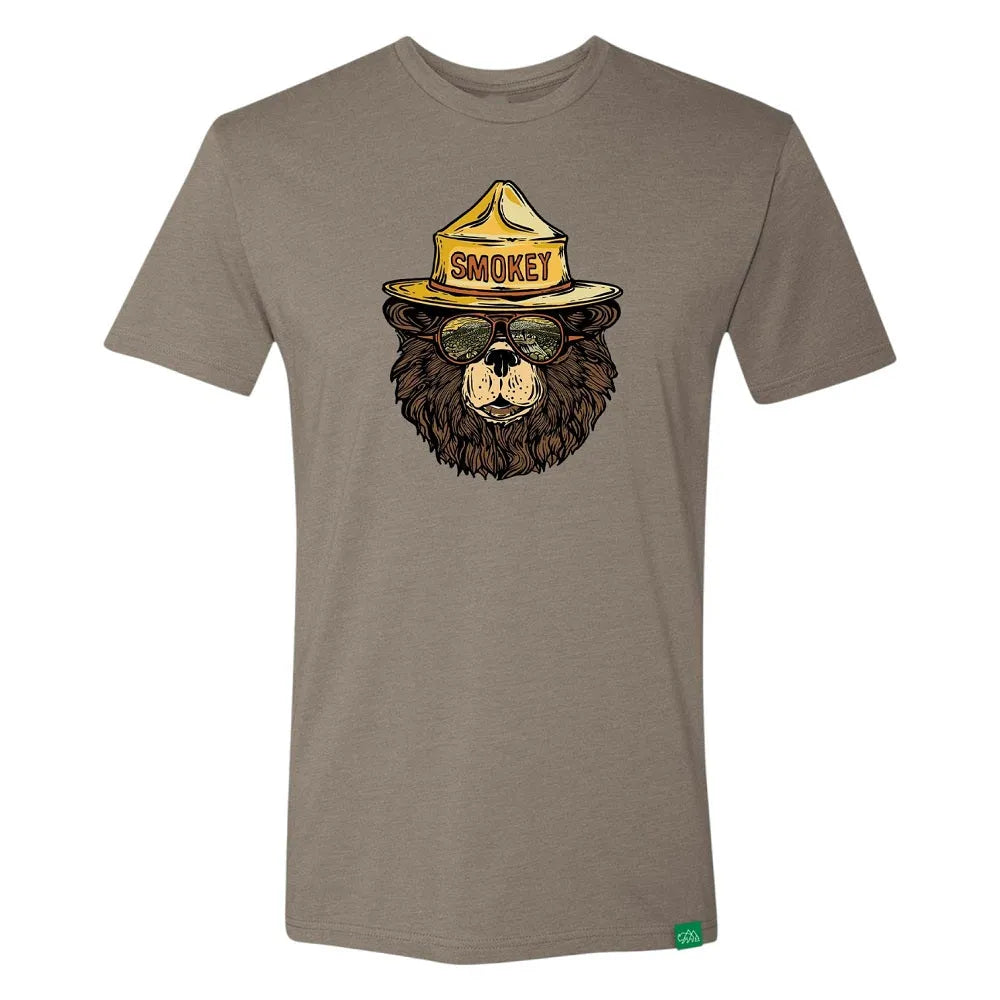 Smokey Bear Groovy Bear T-Shirt front view on a white background