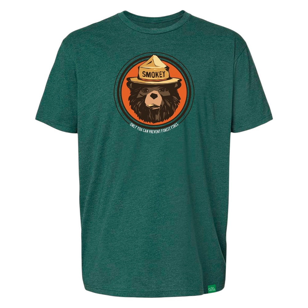 Green Smokey Vintage Bear T-Shirt front view on a white background