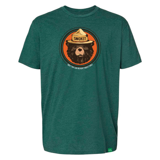 Green Smokey Vintage Bear T-Shirt front view on a white background