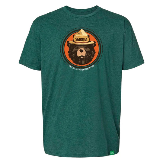 Green Smokey Vintage Bear T-Shirt front view on a white background