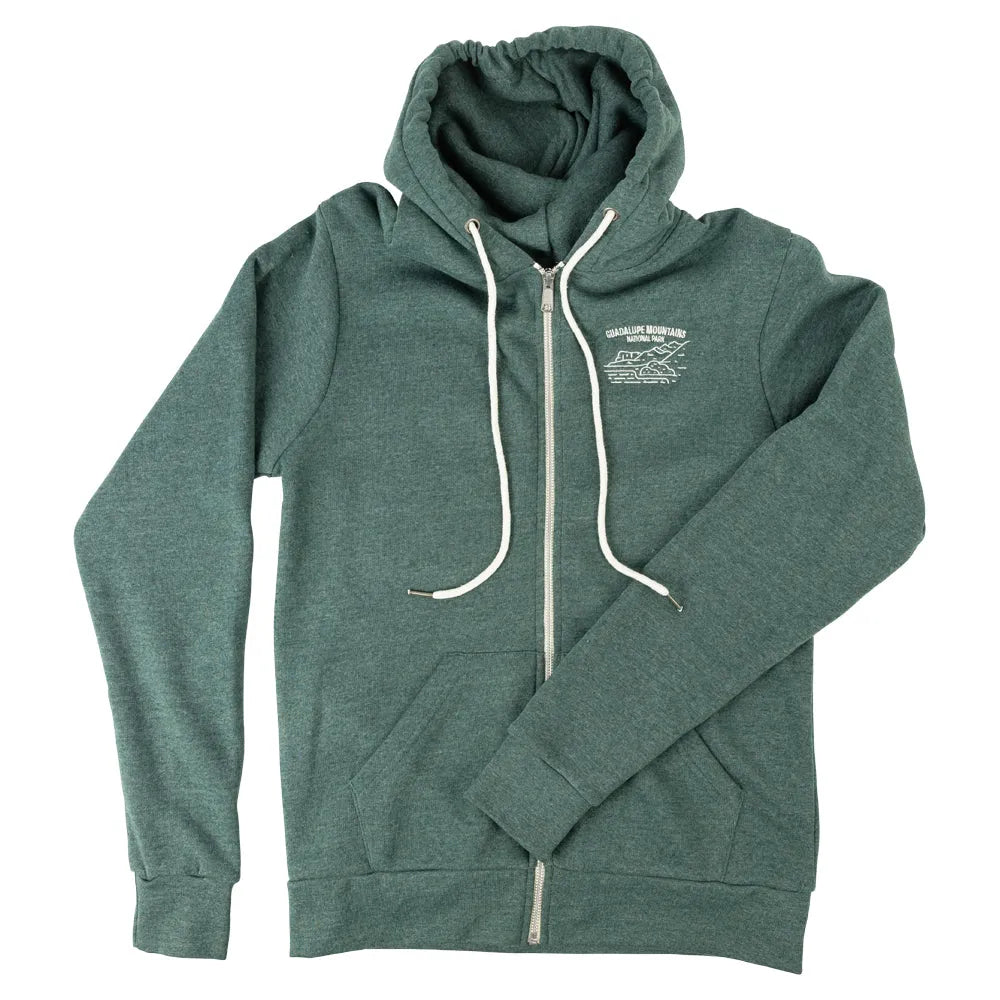 Guadalupe Mountains National Park Full Zip Fleece Hoodie – Fell Logo front view