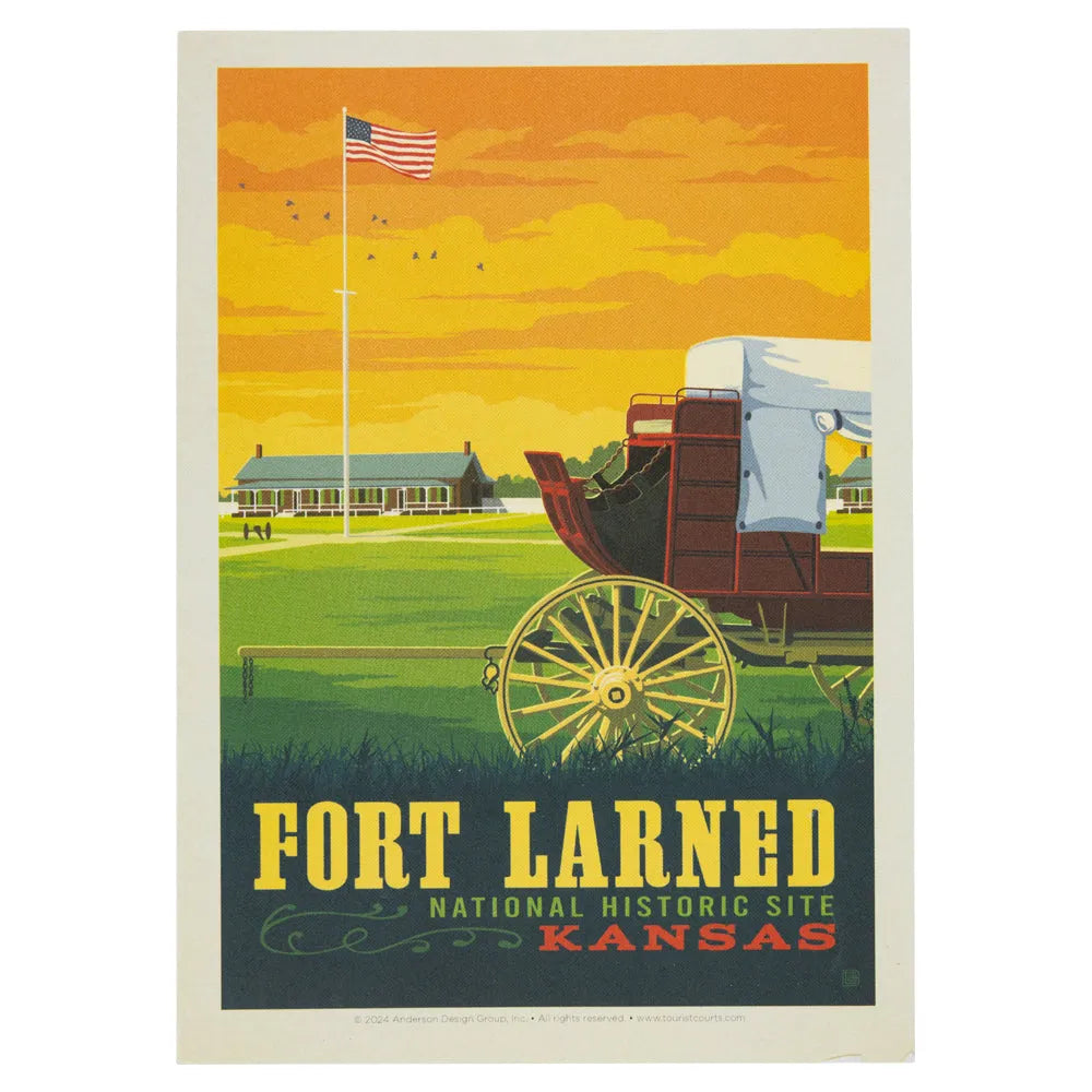 Fort Larned National Historic Site Postcard - ADG Wagon Graphic
