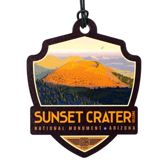 Sunset Crater Volcano National Monument Ornament - ADG Badge Graphic on a white background