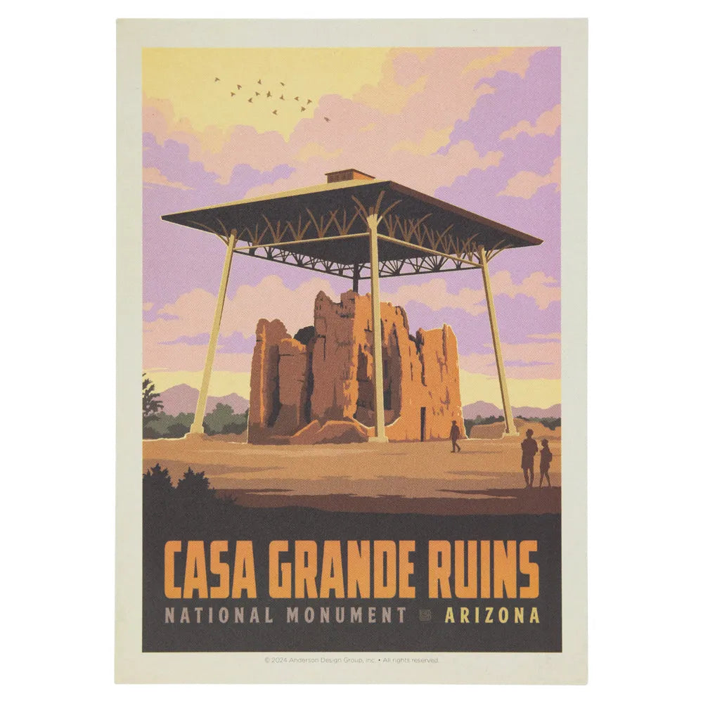 Casa Grande Ruins National Monument Postcard: Sunset Scene