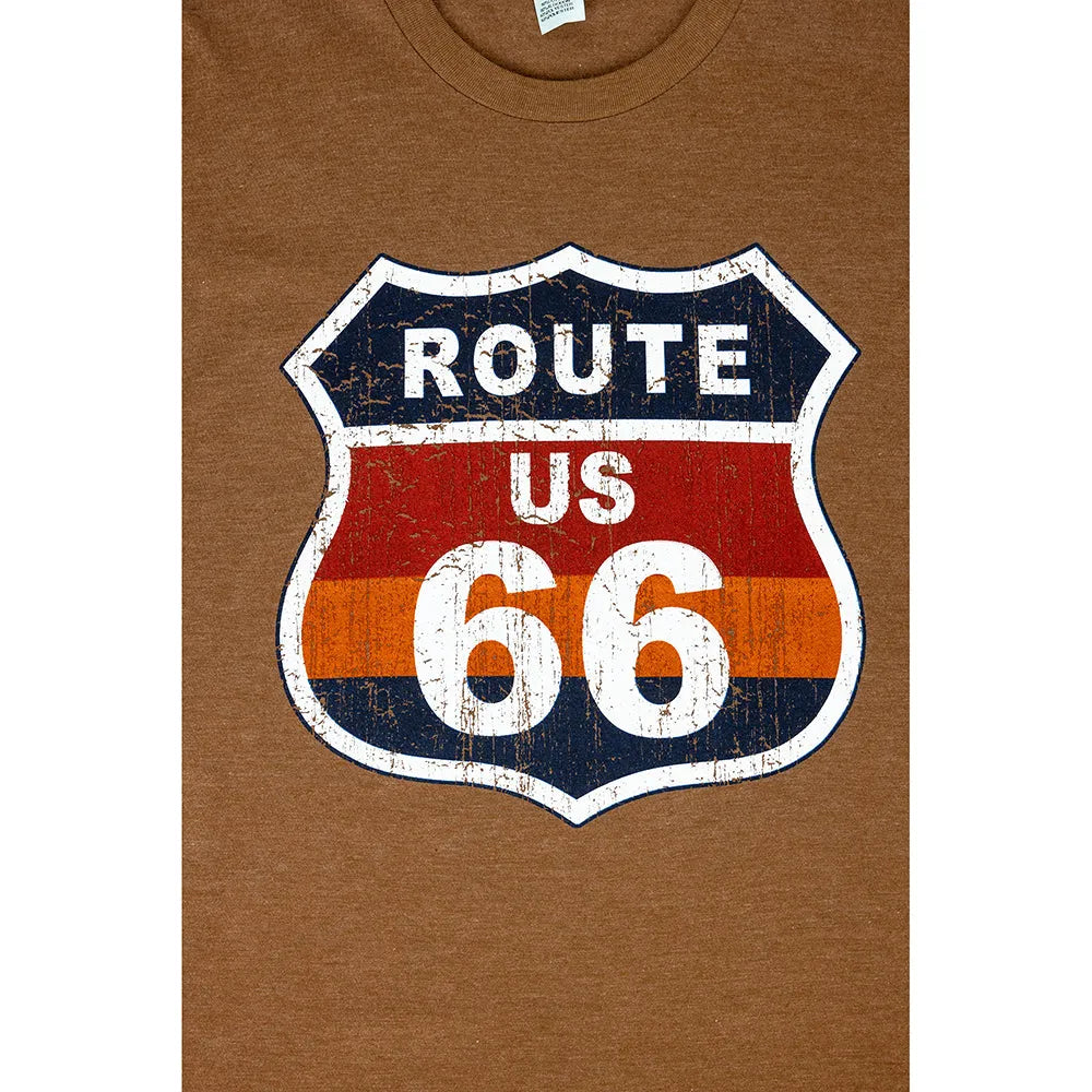 Route 66 Road Sign T-Shirt Logo Closeup