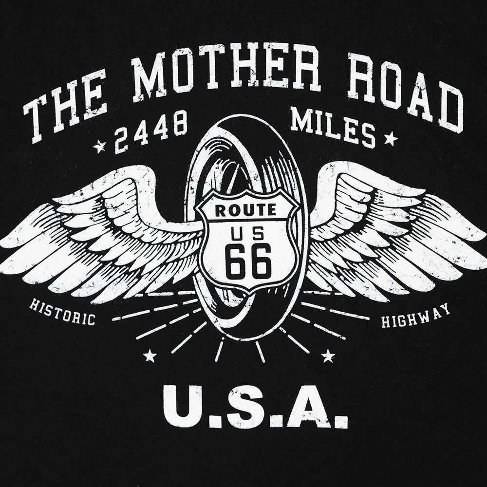 Route 66 Winged Wheel T-Shirt Logo Closeup