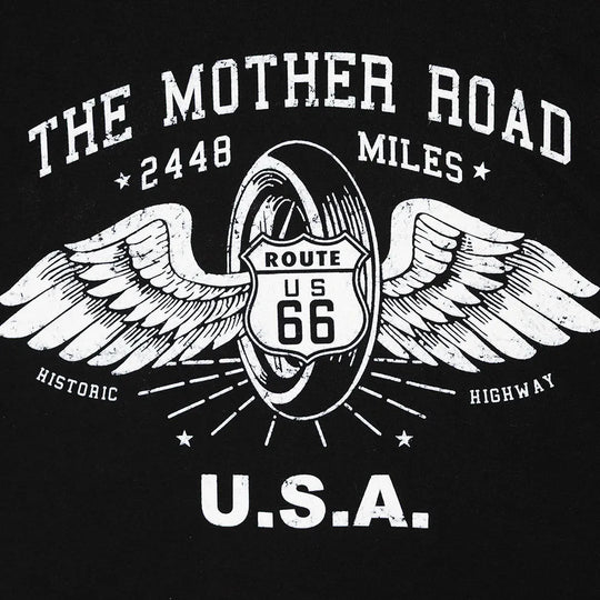 Route 66 Winged Wheel T-Shirt Logo Closeup