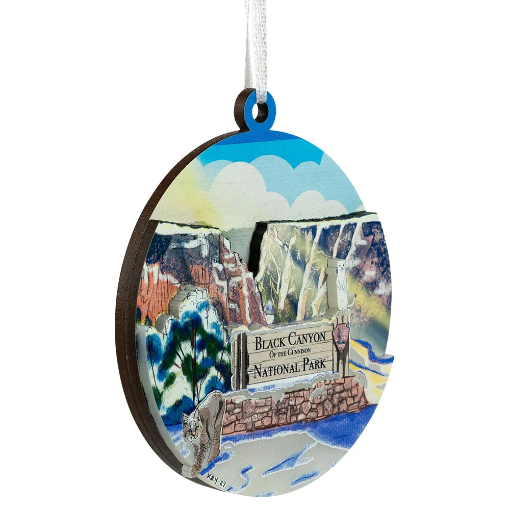 Black Canyon of the Gunnison National Park 3-D Wood Ornament facing left