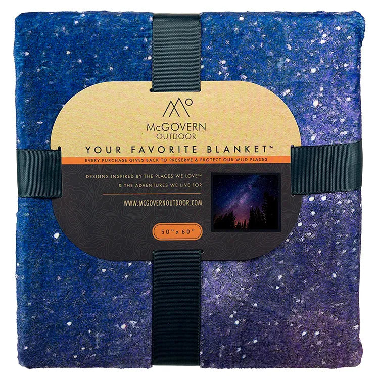 Night Sky Trees Fleece Blanket Packaged