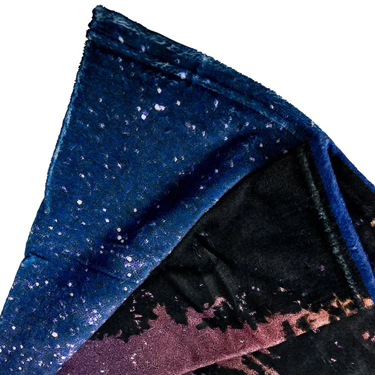 Night Sky Trees Fleece Blanket Corner Detail