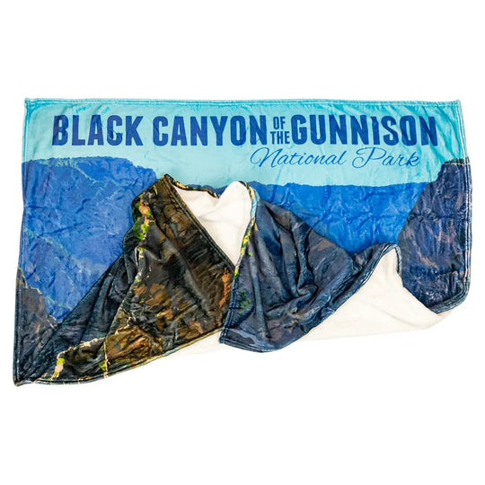 Blanket with 'Black Canyon of the Gunnison National Park' text and mountain design.