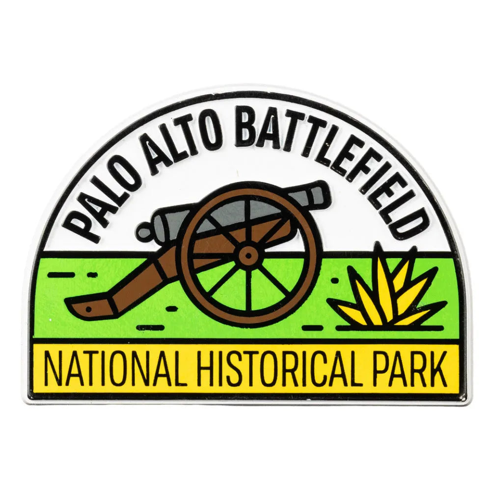 Logo of Palo Alto Battlefield National Historical Park with a cannon illustration on a white background