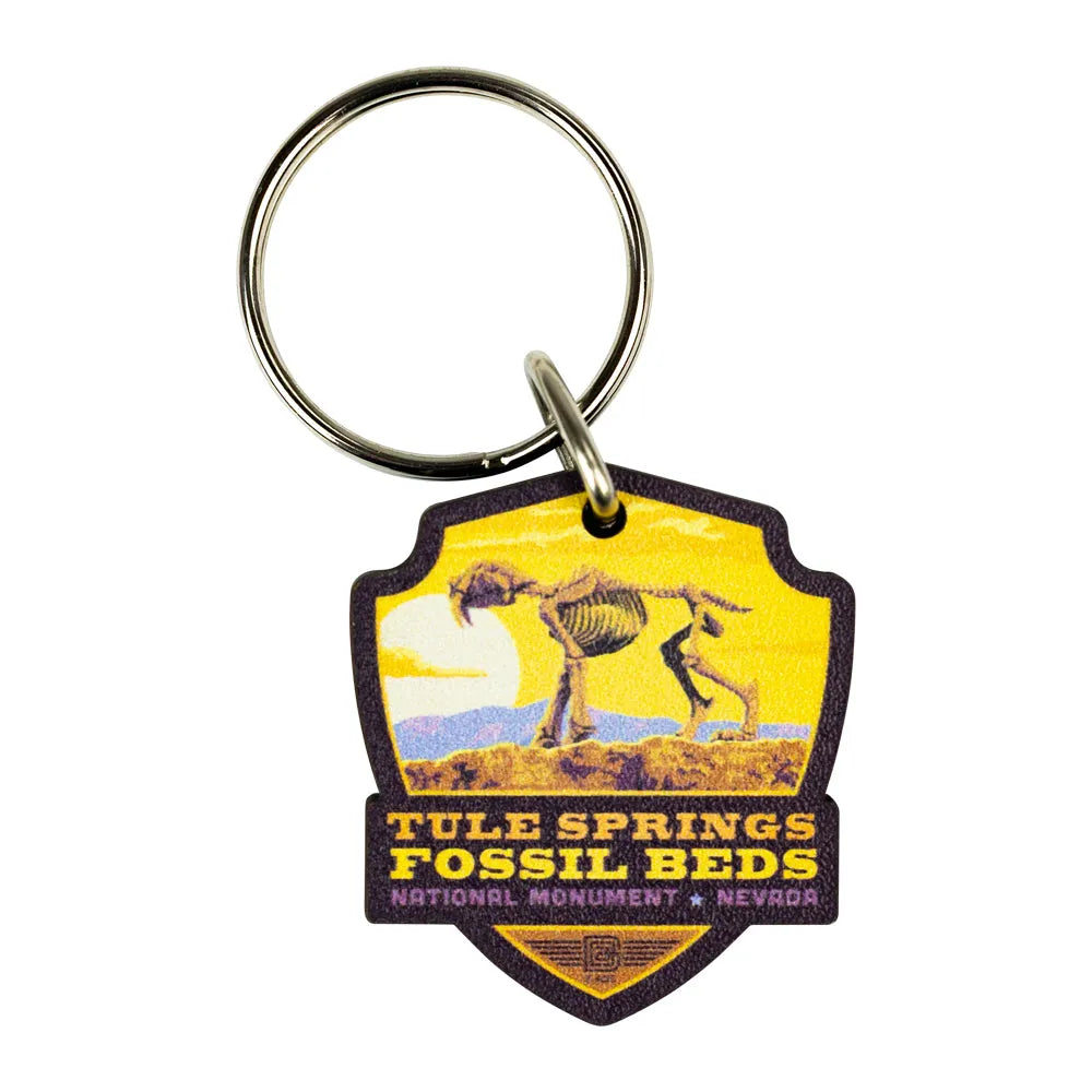 Keychain with Tule Springs Fossil Beds National Monument design on a white background