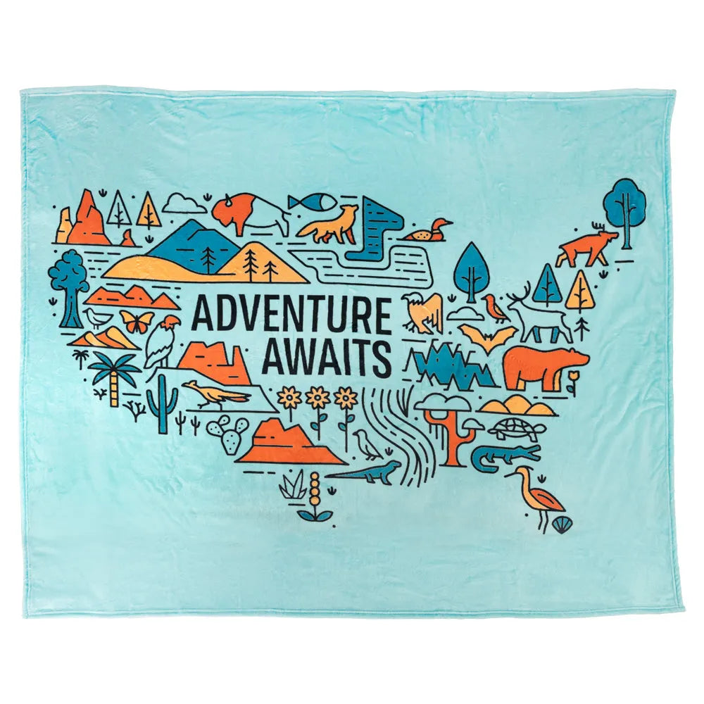 Adventure Awaits National Park Fleece Blanket