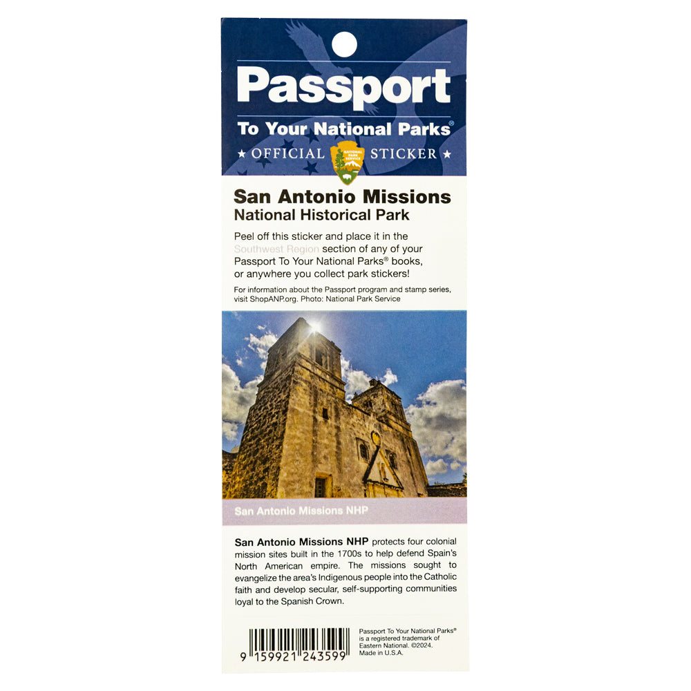 San Antonio Missions National Historical Park passport sticker with architectural image