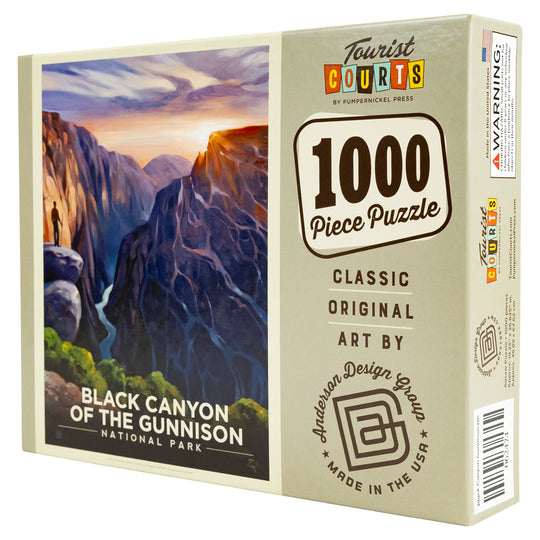 Puzzle box with mountain landscape design and 'Black Canyon of the Gunnison' text