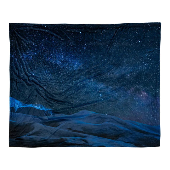Great Sand Dunes National Park Fleece Blanket with night sky design on a white background