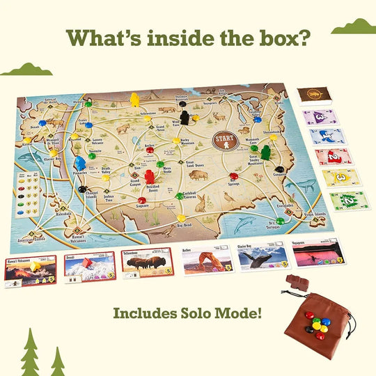 National park board game in play with cards and tokens