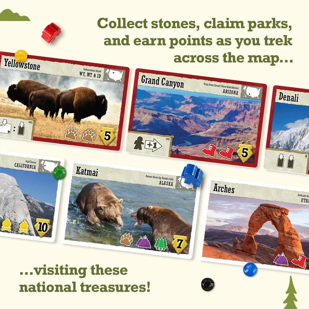National park game play cards with basic game instructions