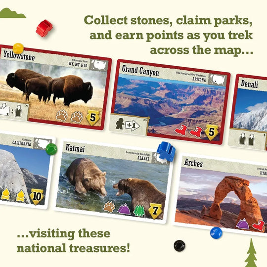 National park game play cards with basic game instructions