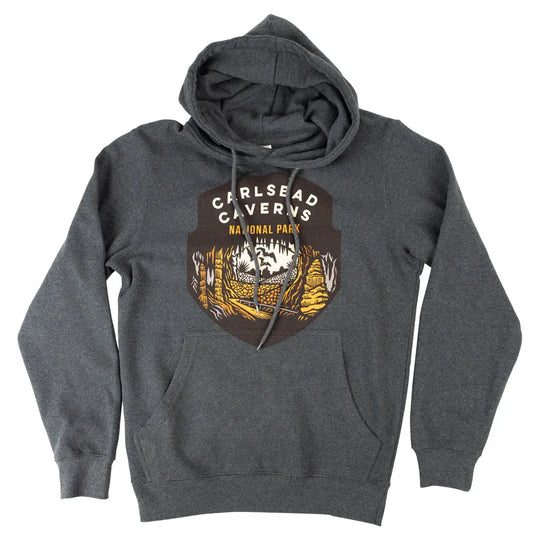 Carlsbad Caverns National Park Fleece Hoodie - Badge front view arms down