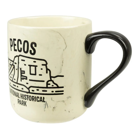 Mug with Pecos National Historical Park design on a white background