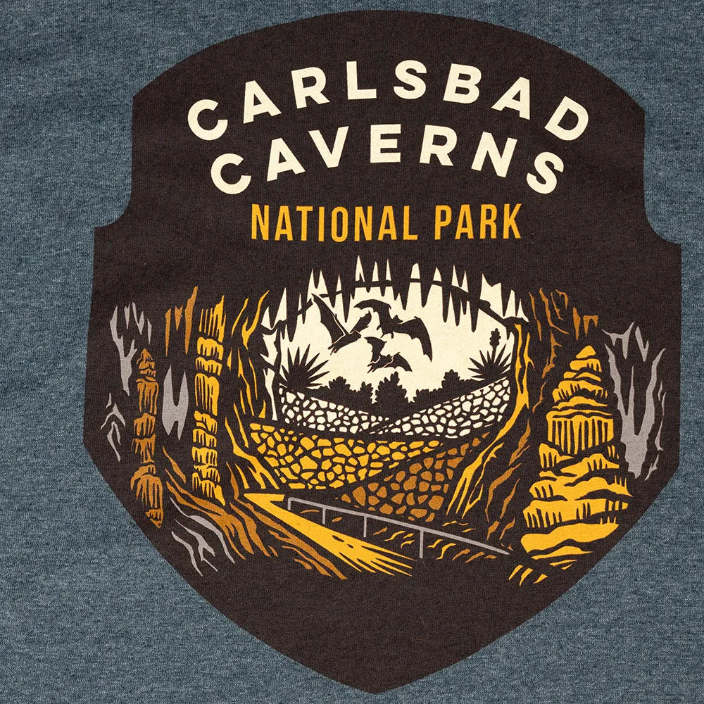 Dark gray heather Carlsbad Caverns National Park T-Shirt - Badge logo detail