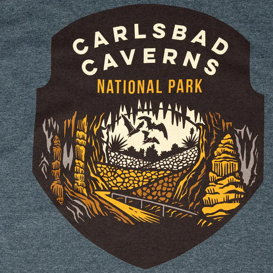 Dark gray heather Carlsbad Caverns National Park T-Shirt - Badge logo detail