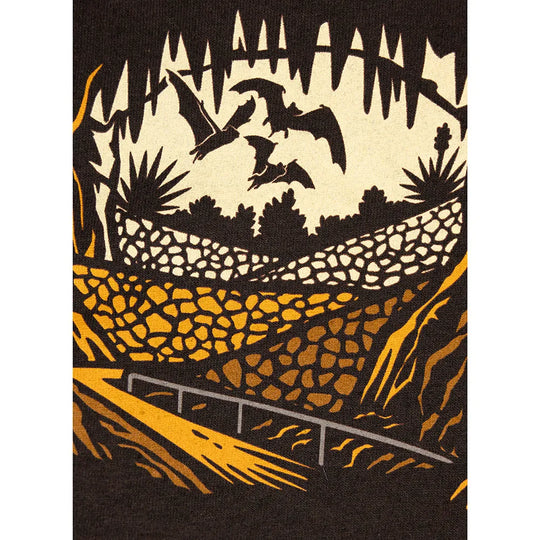 Carlsbad Caverns National Park T-Shirt - Badge logo closeup with bats above cave path
