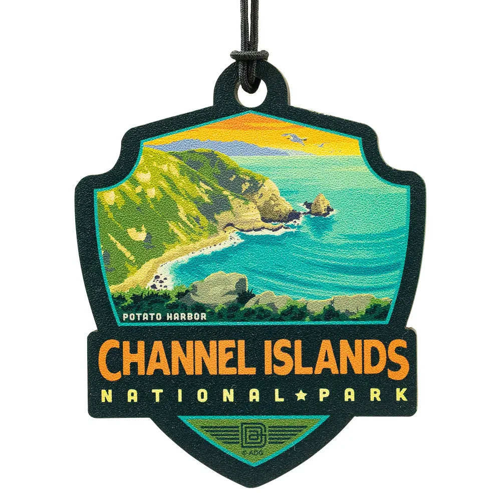 Channel Islands National Park badge  ornament with scenic illustration and text