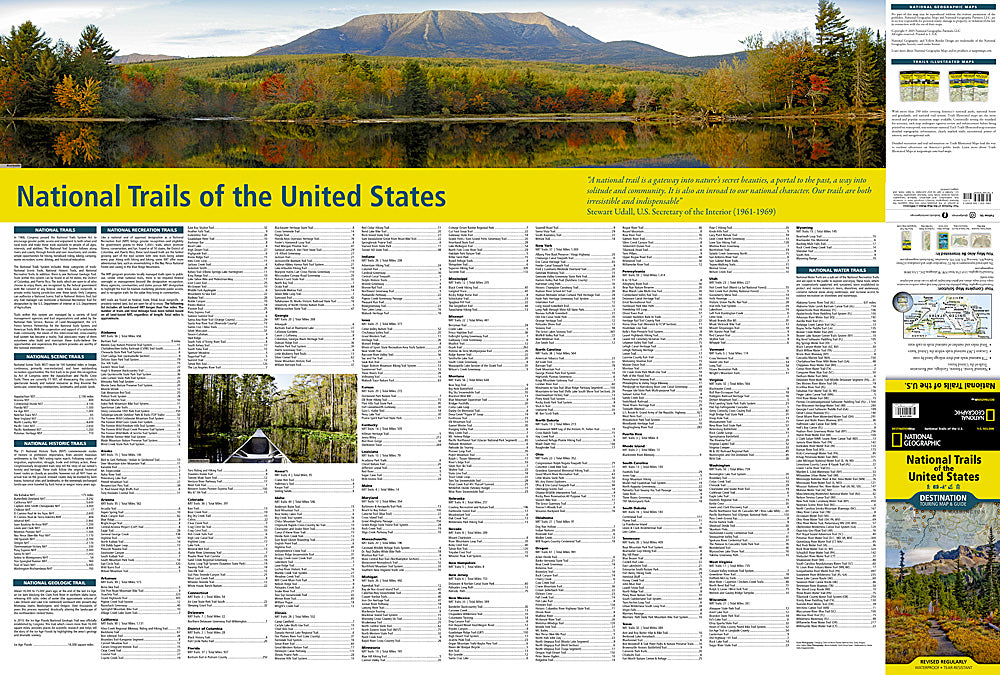 Map of National Trails of the United States with scenic background