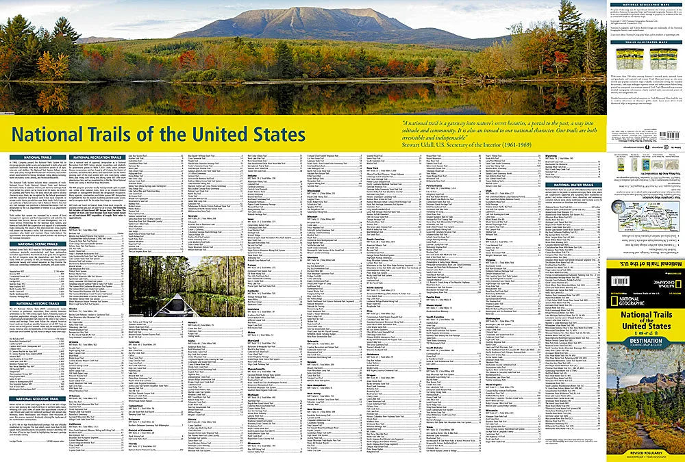 Map of National Trails of the United States with scenic background