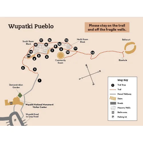 Wupatki National Monument Pueblo Trail Guide site map
